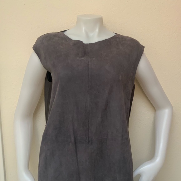 FABIANA FILIPPI Gray/Taupe Suede Sleeveless Dress - Picture 2 of 13